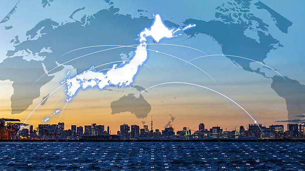 istock Digital transformation map of Japan, smart technology, innovation theme 2230349912