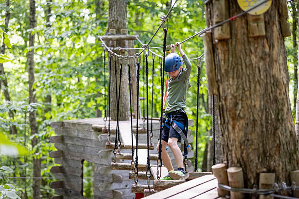 istock Young Boy having fun in Rope park during summer 2230351746