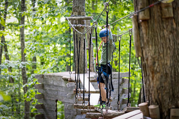 istock Young Boy having fun in Rope park during summer 2230351816