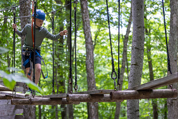 istock Young Boy having fun in Rope park during summer 2230351894