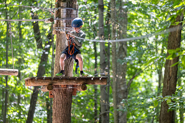 istock Young Boy having fun in Rope park during summer 2230351910