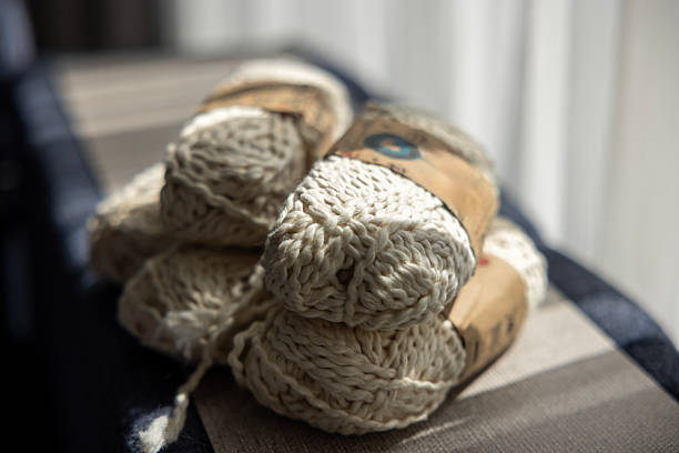 close up of wool yarn