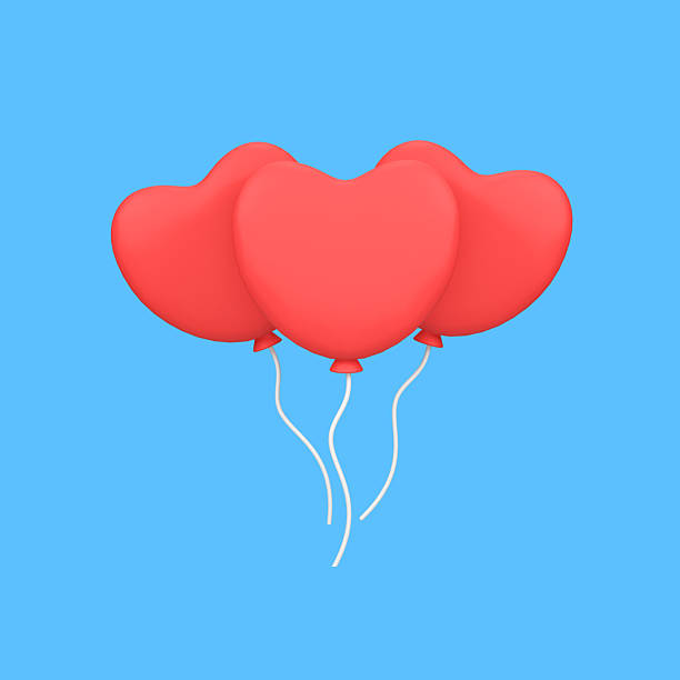 Red love balloon isolated 3d render icon illustration