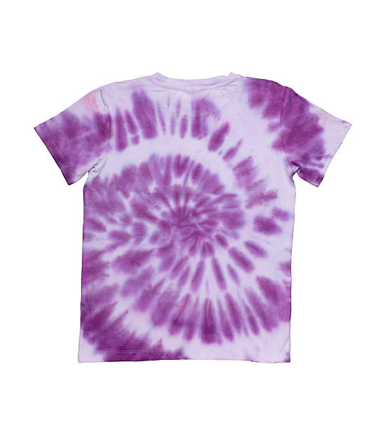 istock Vibrant Purple Tie-Dye T-Shirt with Spiral Pattern on Black Background 2230378955