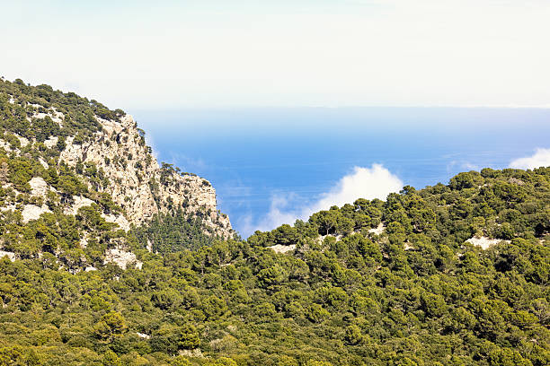 Seascape view from a mountain at the Mediterranean sea