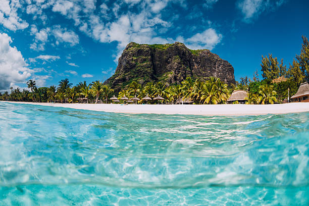 istock Tropical crystal ocean with Le Morne mountain and luxury beach in Mauritius. 2230388632