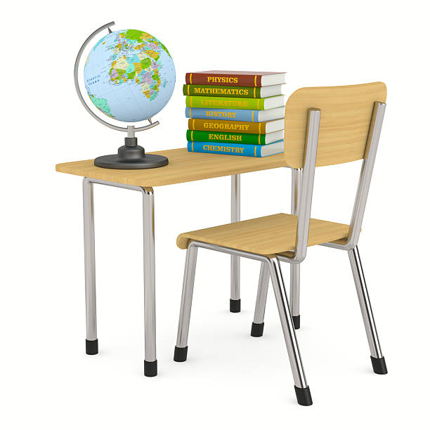 istock School desk and chair on white background. Isolated 3D illustration 2230390762