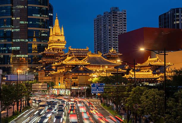istock Night view of Shanghai Jing'an Temple 2230392864