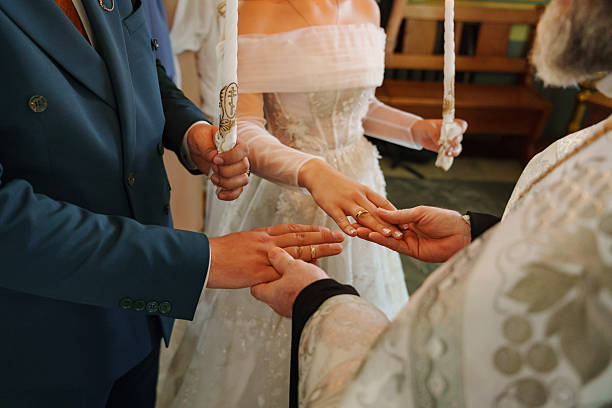 istock Wedding ceremony with ring exchange in a beautiful venue 2230397534