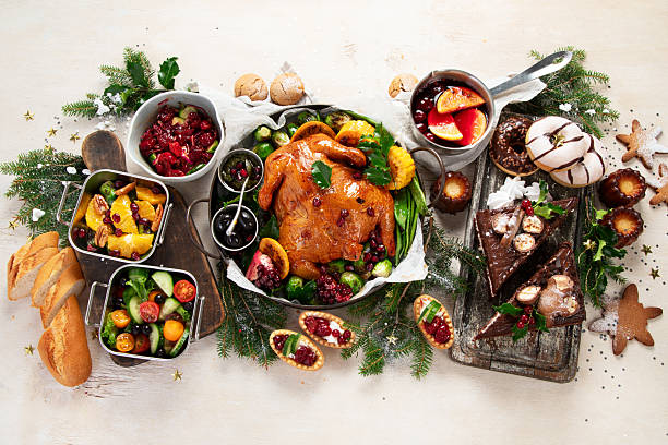 Elegant table setting for a festive meal. Christmas dinner.