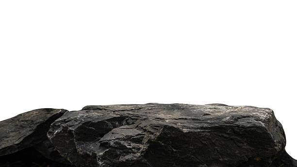 istock Rock isolated on white background, Black Stone Podium stand display advertising 2230424196