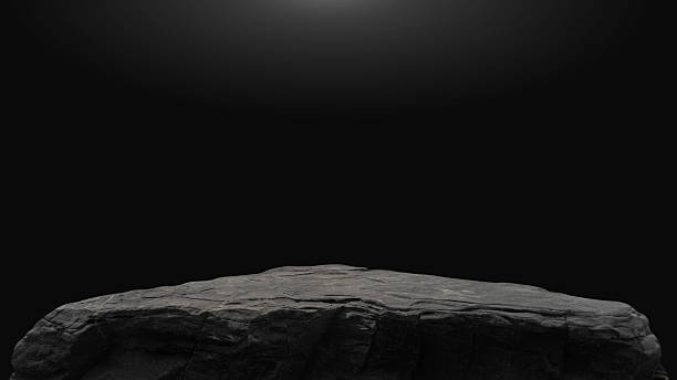 istock Stone, Rock Podium isolated on Dark cement Wall Studio light Backgrounds well stage stand Display products presentation, clipping paths 2230425464