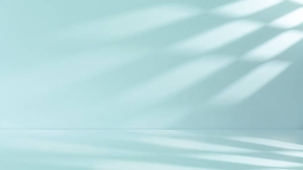 istock Shadow light overlay on white Blue cement wall room and floor well display product advertising, Studio backdrop background 2230428166