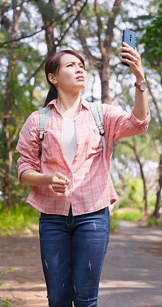 asian woman hiking got lost