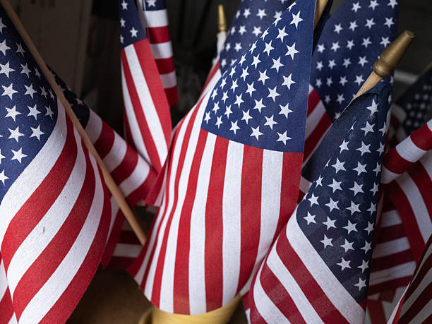 istock Decorative American flags stored on gardening bench for use on holidays 2230432400