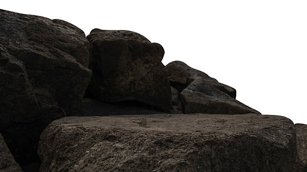 istock Rock isolated on white background, Black Stone Podium stand display advertising 2230433561