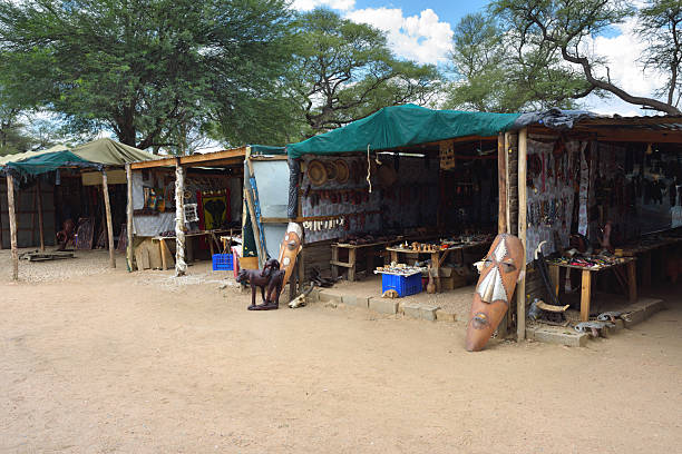 Windhoek, Namibia - Jan 31, 2016: The biggest craft market in Namibia near Windhoek. Local hand made toys and other african goods very popular between tourists