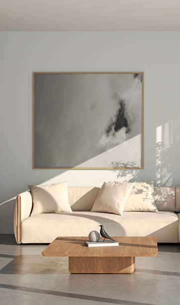 istock Large luxury modern bright interiors Living room mockup illustration 3D rendering image 2230440119