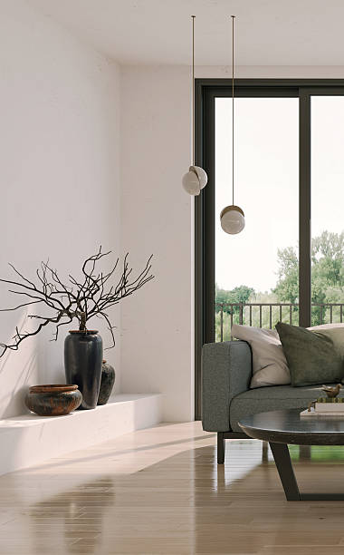 istock Large luxury modern bright interiors Living room mockup illustration 3D rendering image 2230440141