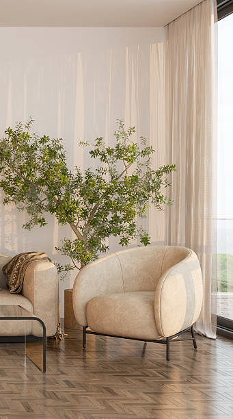 istock Large luxury modern bright interiors Living room mockup illustration 3D rendering image 2230440280