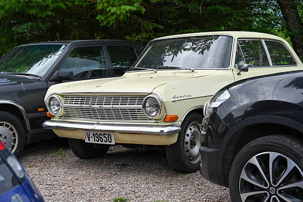 An Opel Rekord A (built form 1963 til 1965) in a parking lot in Klepstad, Lofoten, Norway