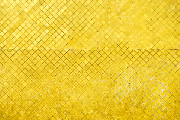 Abstract yellow mosaic background, shiny yellow mosaic pattern background