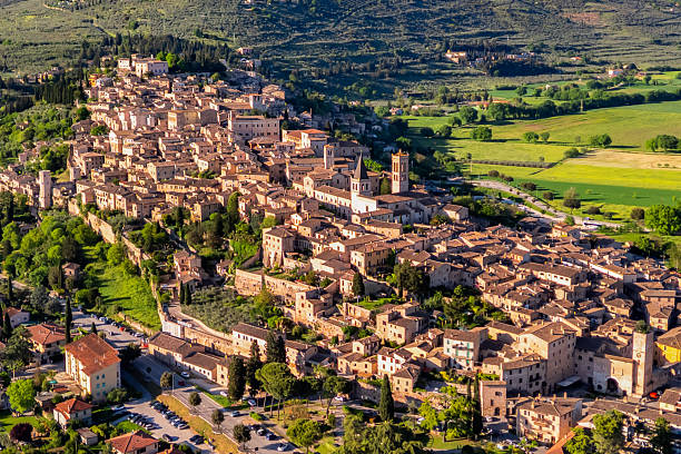 istock Spello from drone, Italian medieval town 2230446073