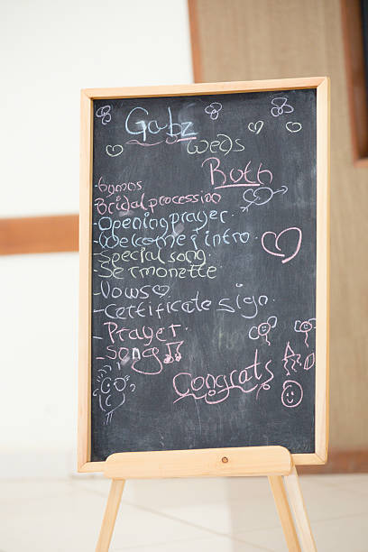 Black Board Wooden Wedding Reception Church Service Order Written