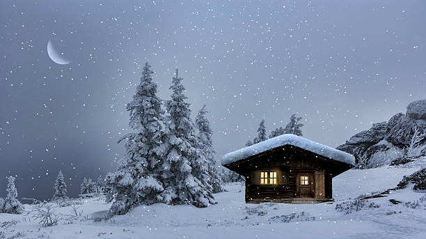 istock Christmas atmosphere with a mountain hut in the snow 2230455308