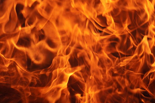 Fire catch in fuel pump or gass station in closeup