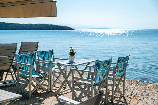 istock Traditional Greek restaurant by the sea 2230476877