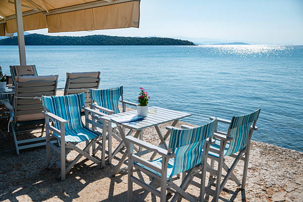 istock Traditional Greek restaurant by the sea 2230476879