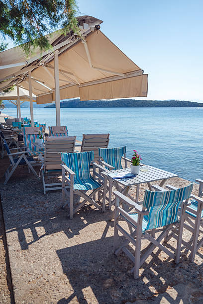 istock Traditional Greek restaurant by the sea 2230476946