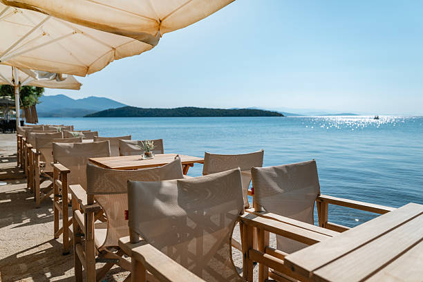 istock Traditional Greek restaurant by the sea 2230476967