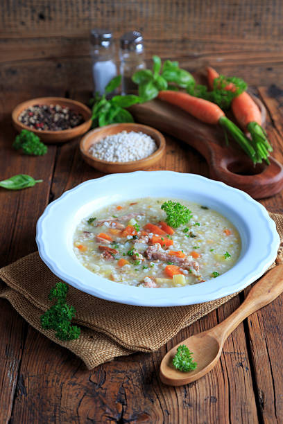istock Hearty barley soup with meat 2230487669