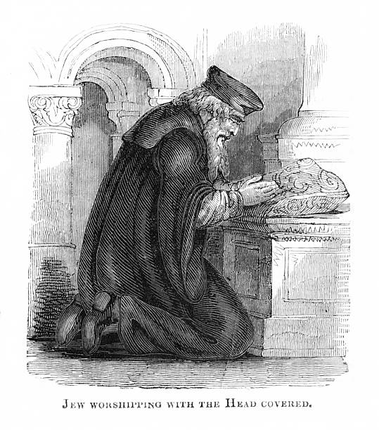 Worshipping a monotheistic God. Judaism. Illustration published 1837. This edition is in my private collection. Copyright is in public domain.
