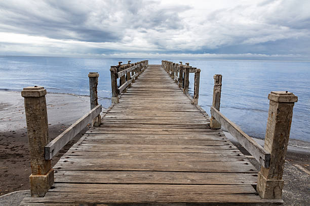 istock Wooden pier in Bali. Blue ocean, cloudy sky. 2230496701