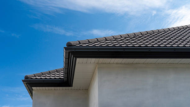 istock Hip roof eaves with soffit panel, metal roof tile and gutter 2230498570