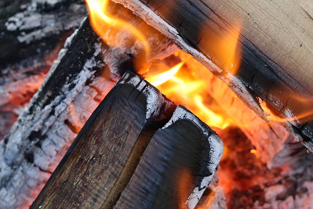 istock Charred Logs with Grey Ash and Flames 2230499495
