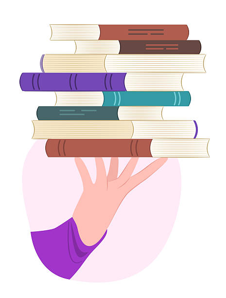 istock Human Hand Holding Books for Reading, Knowledge and Education Concept Illustration Clip Art 2230513212