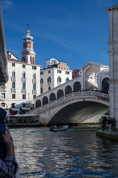Grand Canal with Rialto Bridge in Venice, Italy.