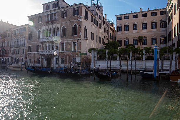 Beautiful old buildings along the waterfront. Travel and tourism in Venice, Italy, Europe.