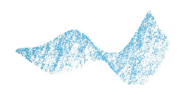 Light blue crayon brush stroke isolated on white background