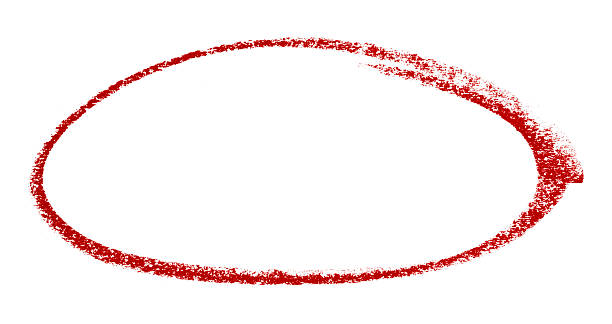 istock Red pencil highlight circle mark isolated on white background 2230543072