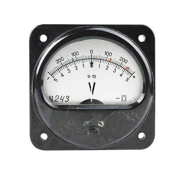istock Vintage voltmeter showing electrical measurements in a workshop isolated on white background 2230568827