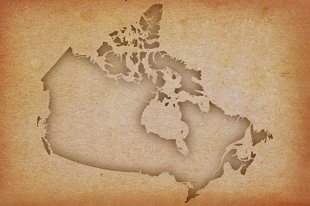 Accurate and detailed map of Canada on grunge paper