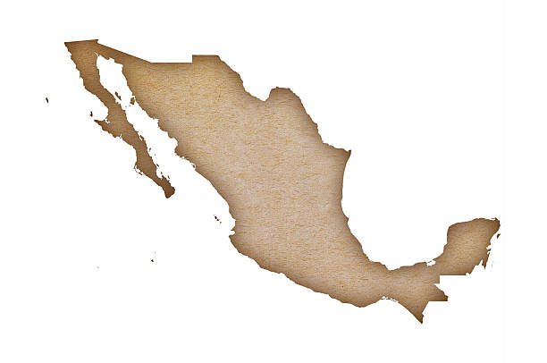Accurate and detailed map of Mexico on grunge paper