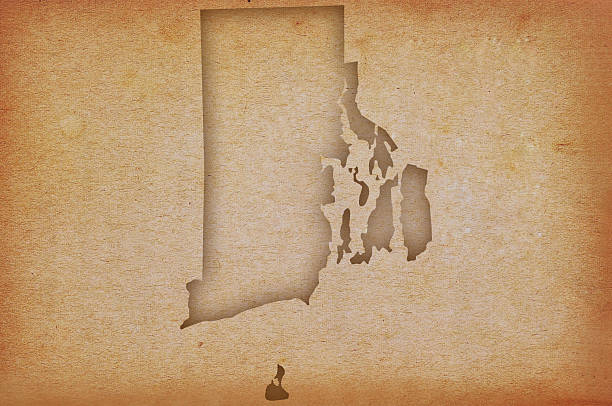 Accurate and detailed map of Rhode Island on grunge paper