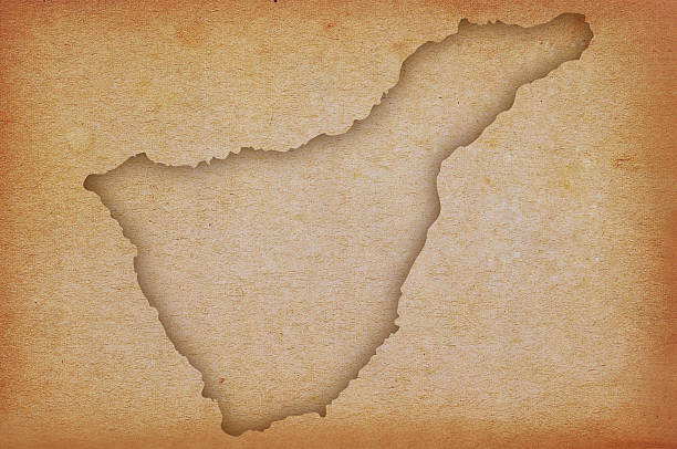 Accurate and detailed map of Tenerife on grunge paper