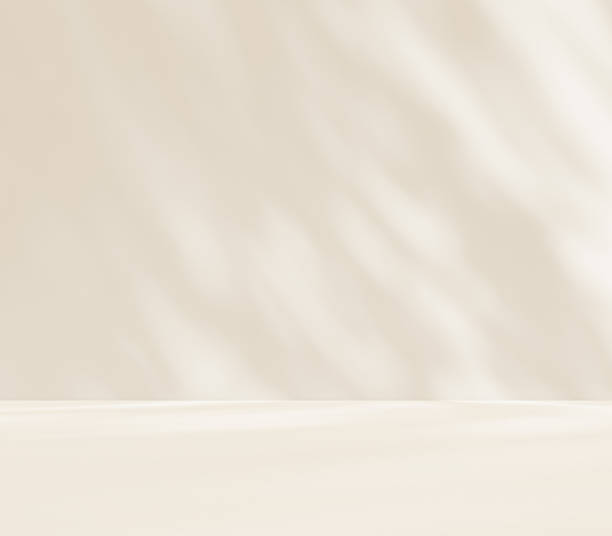 istock Empty cream beige brown room studio with shadow of leaves for product presentation. 2230584959